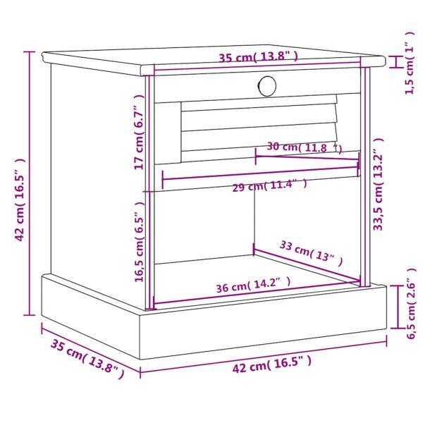 Нощно шкафче VIGO сиво 42x35x42 см бор масив