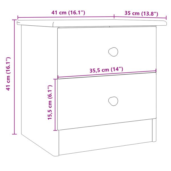 Нощно шкафче бяло ALTA 41x35x41 см бор масив