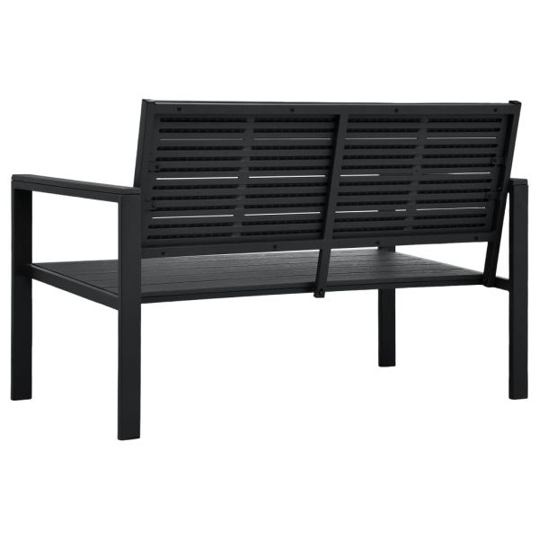 Градинска пейка, 120 cм, HDPE, черна, имитация на дърво