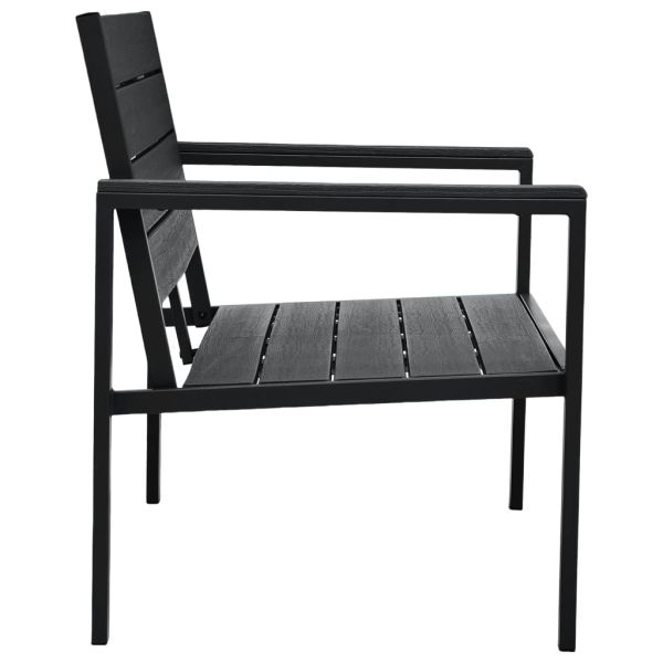 Градинска пейка, 120 cм, HDPE, черна, имитация на дърво