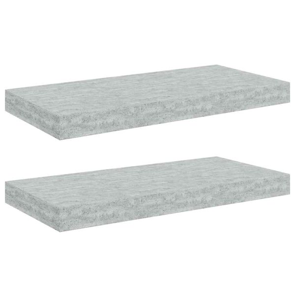 Окачени стенни рафтове, 2 бр, бетонно сиви, 50x23,5x3,8 см, МДФ