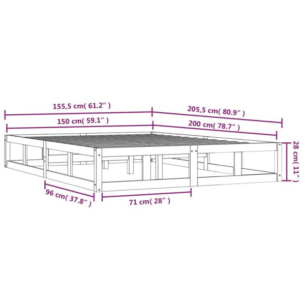 рамка за легло 150x200 см King Size масивно дърво