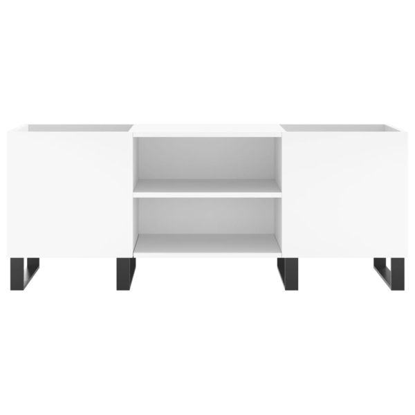 Шкаф за грамофонни плочи бял 121x38x48 см инженерно дърво