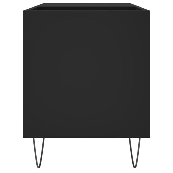 Шкаф за грамофонни плочи черен 85x38x48 см инженерно дърво