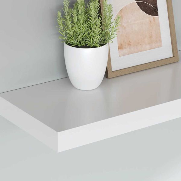 Окачени стенни рафтове, 2 бр, бели, 90x23,5x3,8 см, МДФ