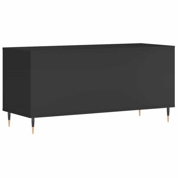 Шкаф за грамофонни плочи черен 100x38x48 см инженерно дърво