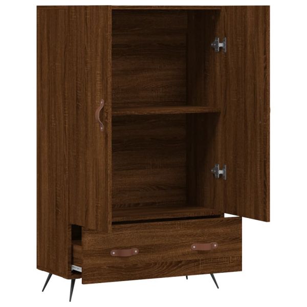 Висок шкаф, кафяв дъб, 69,5x31x115 см, инженерно дърво