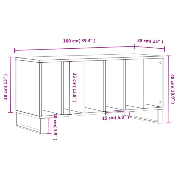 Шкаф за винилови плочи сив сонома 100x38x48 см инженерно дърво