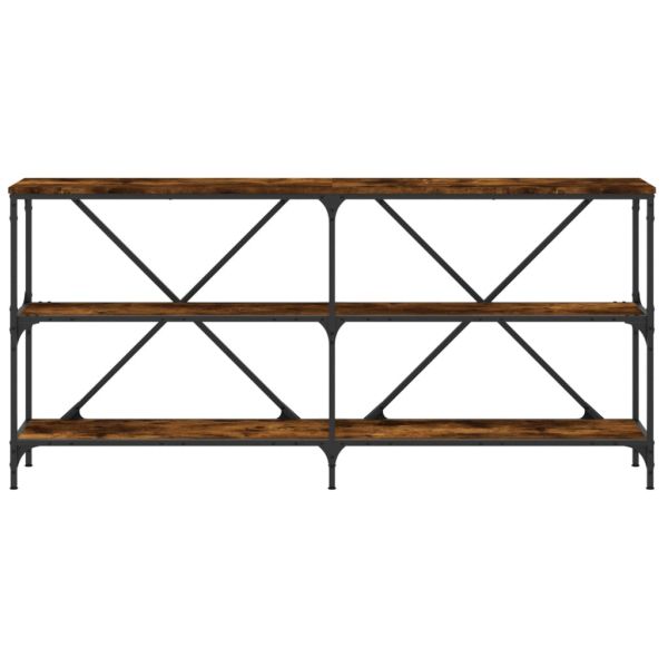 Конзолна маса опушен дъб 160x30x75 см инженерно дърво и желязо