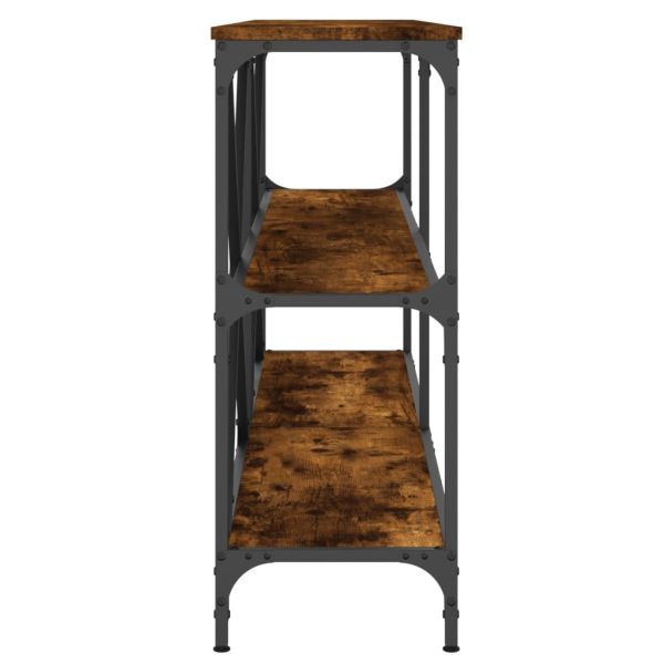 Конзолна маса опушен дъб 160x30x75 см инженерно дърво и желязо
