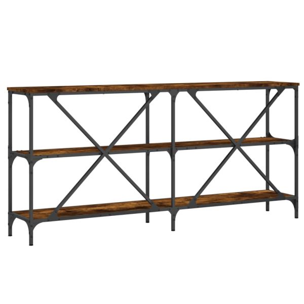 Конзолна маса опушен дъб 160x30x75 см инженерно дърво и желязо