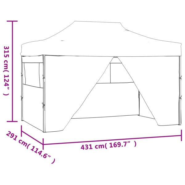 Сгъваема парти шатра с 4 странични стени, 3x4,5 м, бяла