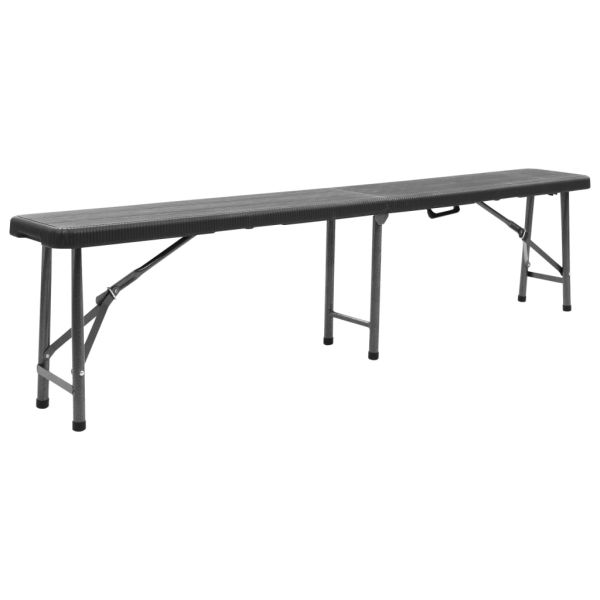 Сгъваеми градински пейки, 2 бр, 180 см, HDPE, черни