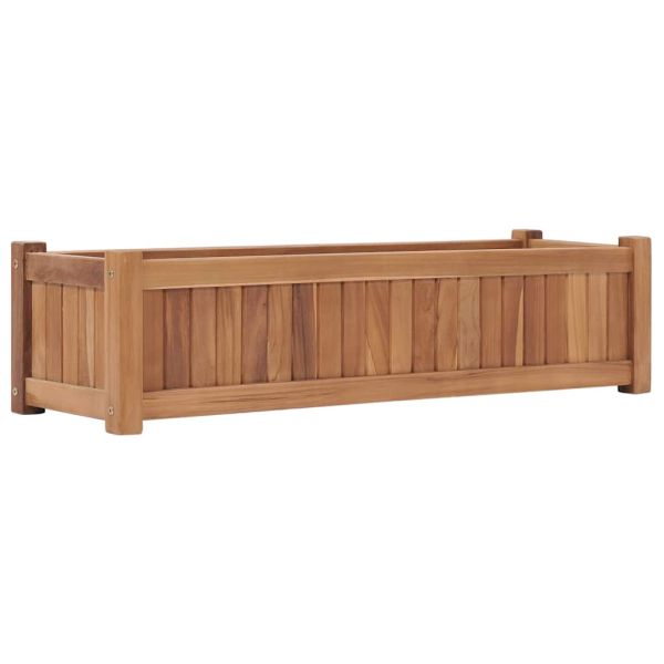 Повдигната леха, 100x30x25 см, тиково дърво масив