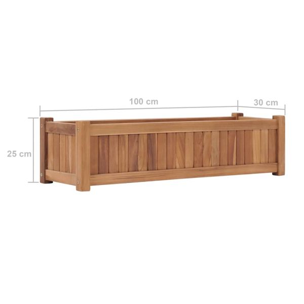 Повдигната леха, 100x30x25 см, тиково дърво масив