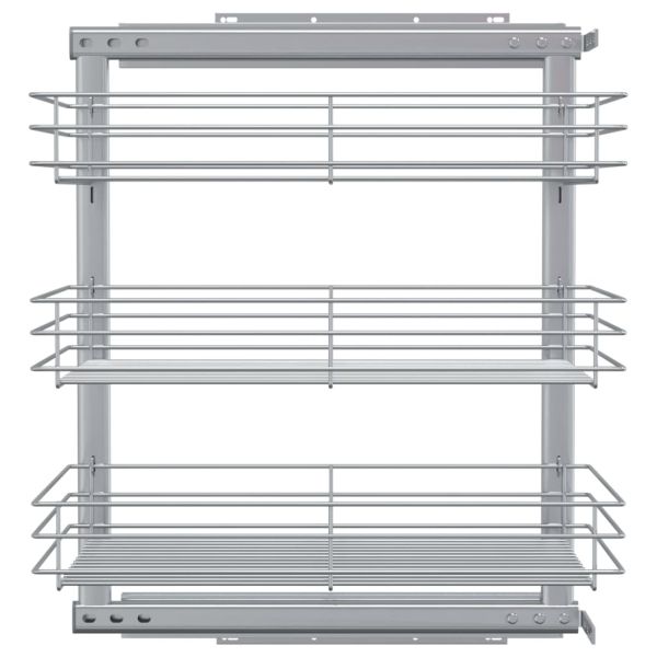 Издърпваща се кошница за кухня 3 нива сребриста 47x35x56 см