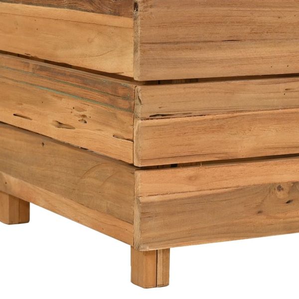 Повдигната леха 100x40x55 см рециклирано тиково дърво и стомана