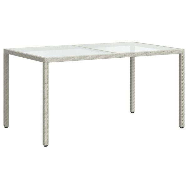Градинска маса 150x90x75 см закалено стъкло и полиратан бяла