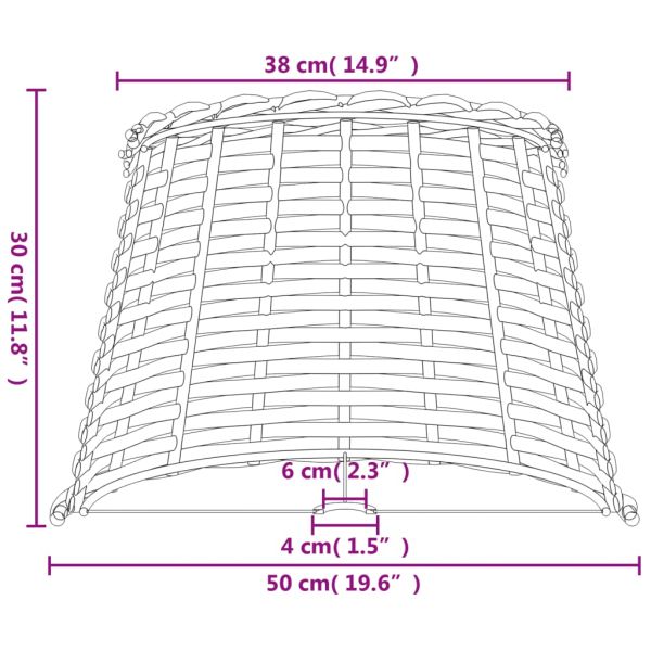 Абажур за лампа бял Ø15x30 см ракита