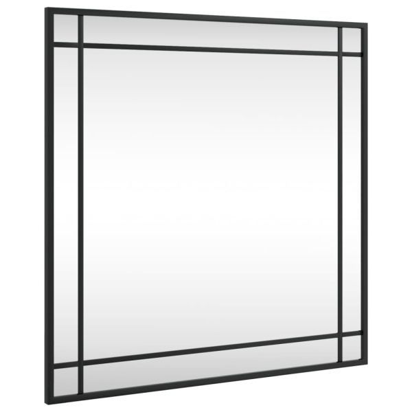 Стенно огледало, черно, 60x60 см, квадратно, желязо
