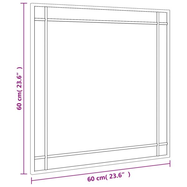 Стенно огледало, черно, 60x60 см, квадратно, желязо