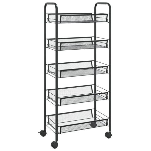 Кухненска количка на 5 нива, черна, 46x26x105 см, желязо