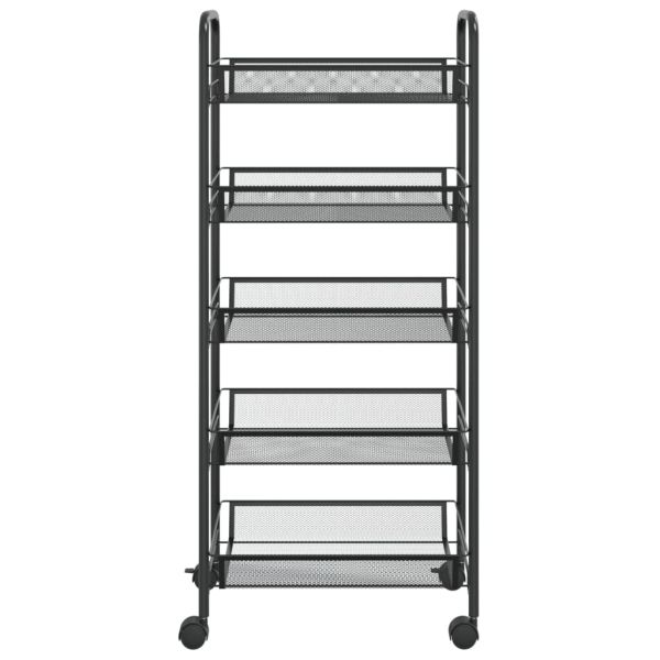 Кухненска количка на 5 нива, черна, 46x26x105 см, желязо
