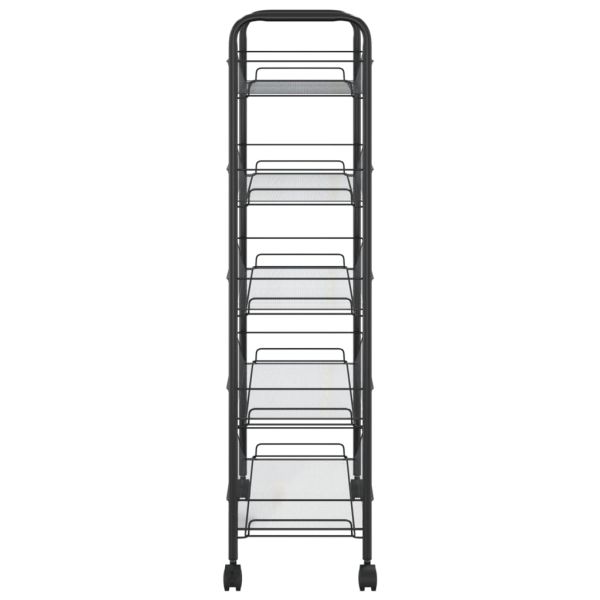 Кухненска количка на 5 нива, черна, 46x26x105 см, желязо