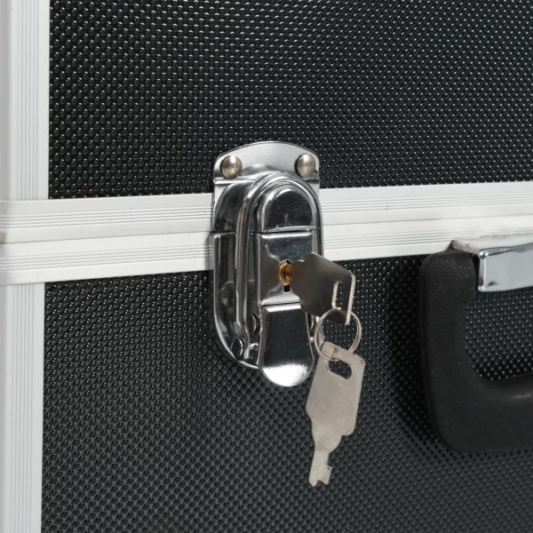 Кутия за инструменти 38x22,5x34 см черен алуминий