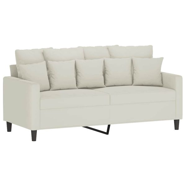 Комплект дивани от 2 части с възглавници, кремав, кадифе