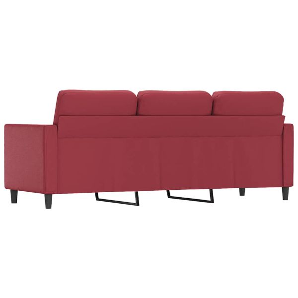 3-местен диван, виненочервен, 180 см, изкуствена кожа
