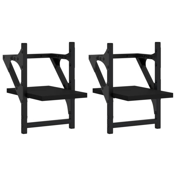 Стенни рафтове с пръти 2 бр черни 20x25x30 см