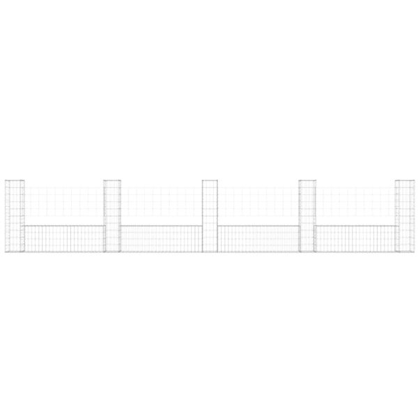 U-образна габионна кошница с 5 стълба, желязо, 500x20x100 см