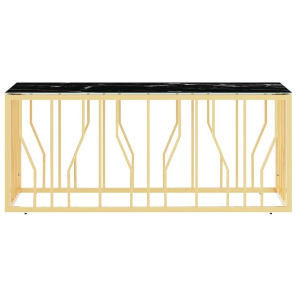 Маса за кафе златиста 110x45x45 cм неръждаема стомана и стъкло