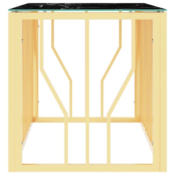 Маса за кафе златиста 110x45x45 cм неръждаема стомана и стъкло