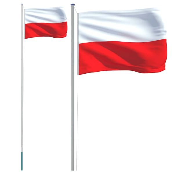 Флаг на Полша и стълб 6,08 м алуминий