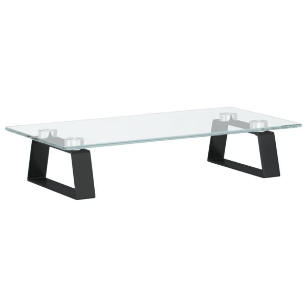 Стойка за монитор, черна, 40x20x8 см, закалено стъкло и метал