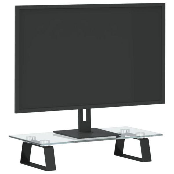 Стойка за монитор, черна, 40x20x8 см, закалено стъкло и метал
