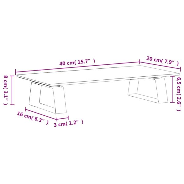 Стойка за монитор, черна, 40x20x8 см, закалено стъкло и метал