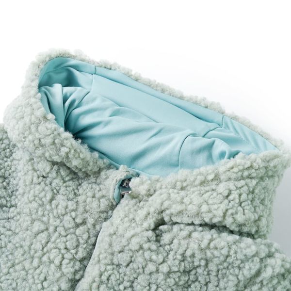Детско яке с качулка и изкуствен косъм Teddy, мента зелено, 116