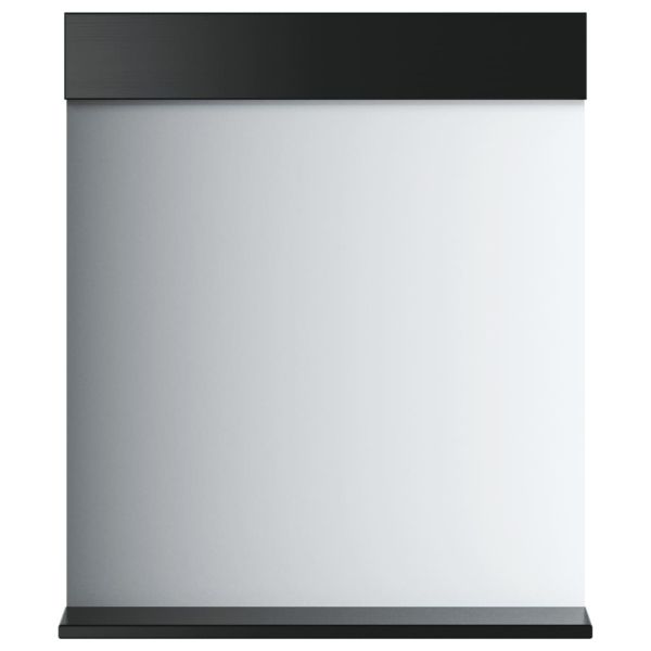 Огледало за баня с рафт "BERG" черно 60x12x70 см масивно дърво
