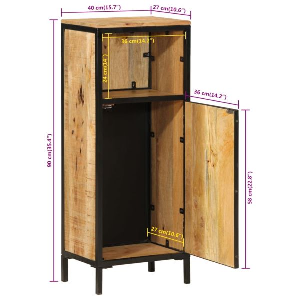 Шкаф за баня 40x27x90 см мангово дърво масив и желязо
