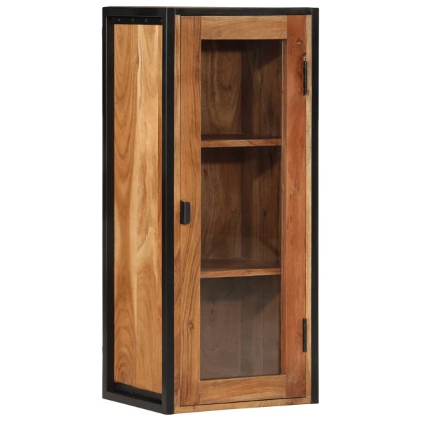 Стенен шкаф за баня 40x30x90 см масивно акациево дърво и желязо