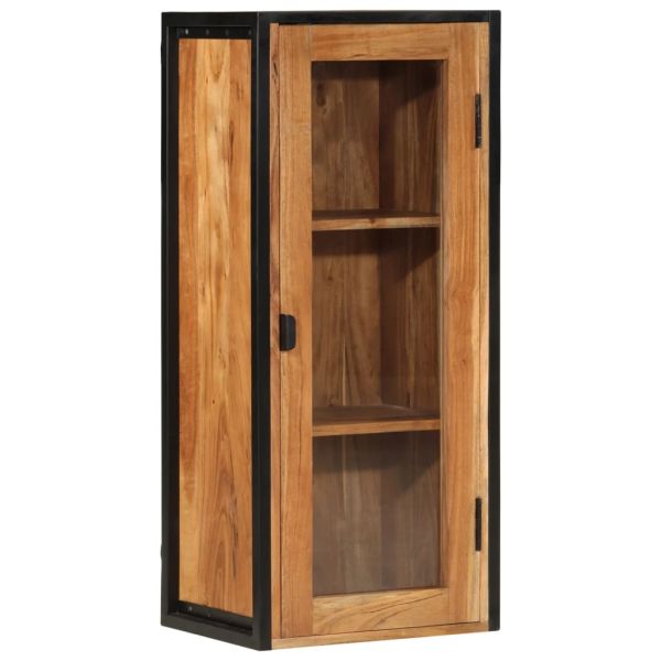 Стенен шкаф за баня 40x30x90 см масивно акациево дърво и желязо