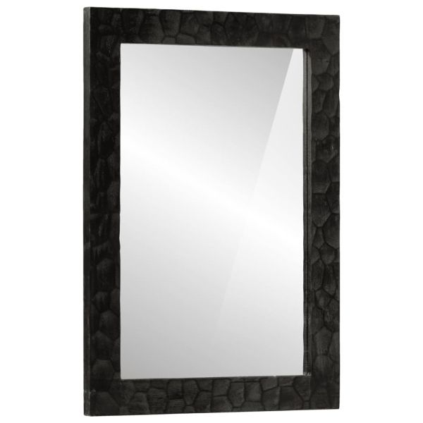 Огледало за баня черно 50x70x2,5 см дърво манго масив и стъкло