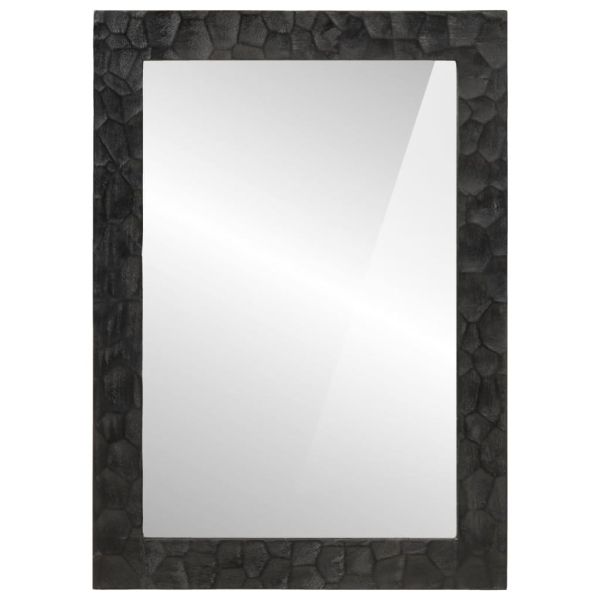 Огледало за баня черно 50x70x2,5 см дърво манго масив и стъкло