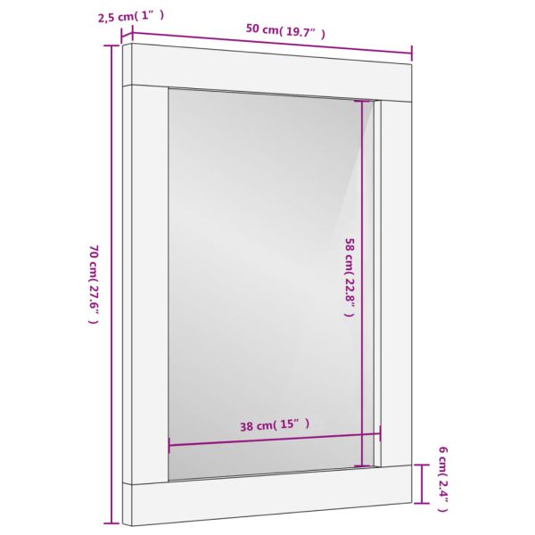 Огледало за баня черно 50x70x2,5 см дърво манго масив и стъкло