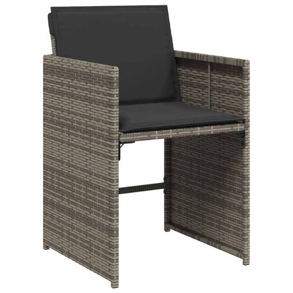 Градински трапезен комплект 9 части с възглавници сив полиратан