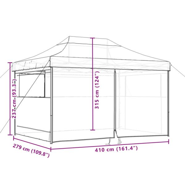 Сгъваема парти шатра pop-up с 4 странични стени бордо