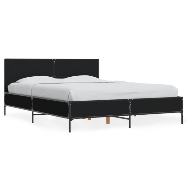 Рамка за легло, черна, 140x190 см, инженерно дърво и метал
